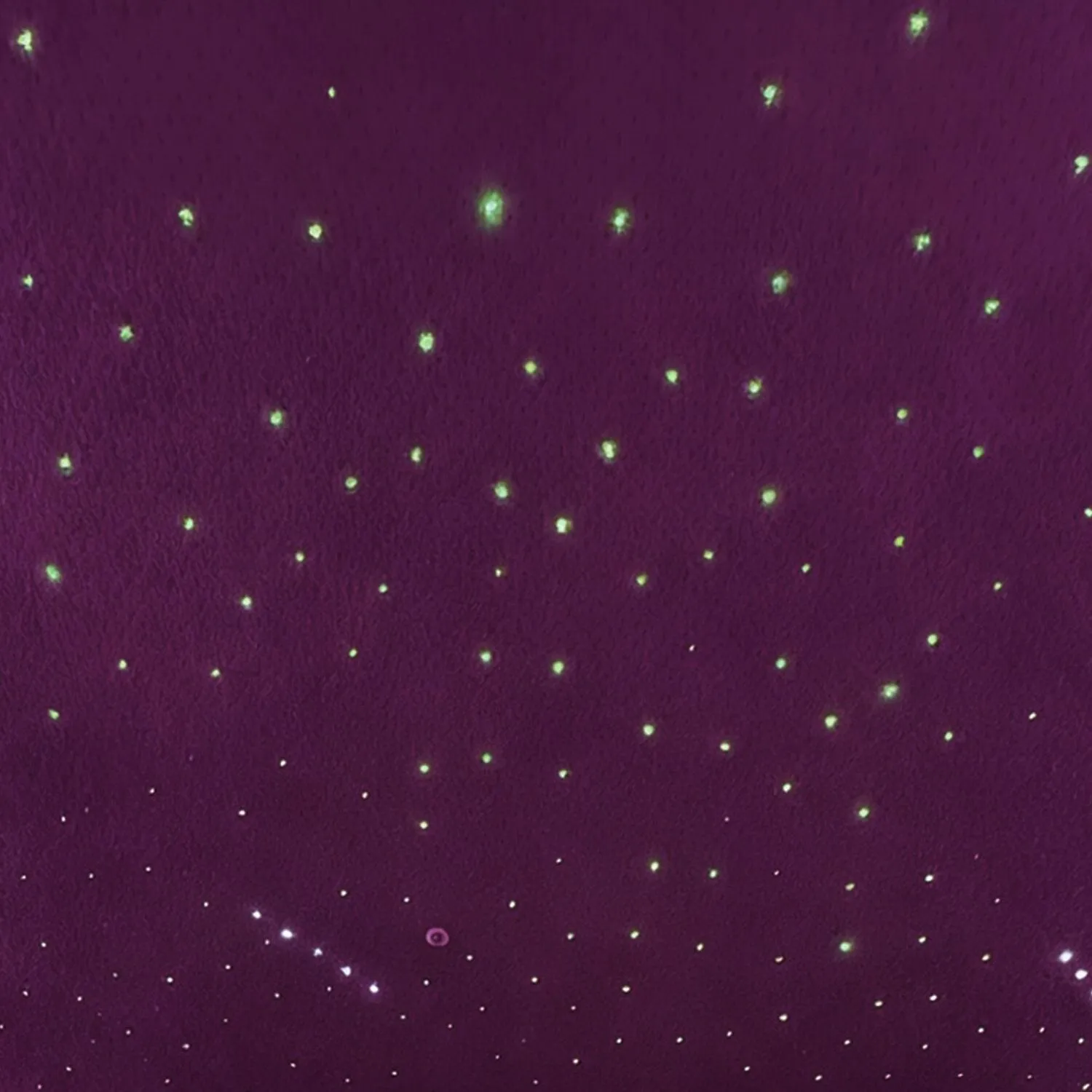 Atlas One fibre-optic ceiling — starry roof liner, warm ambient lighting