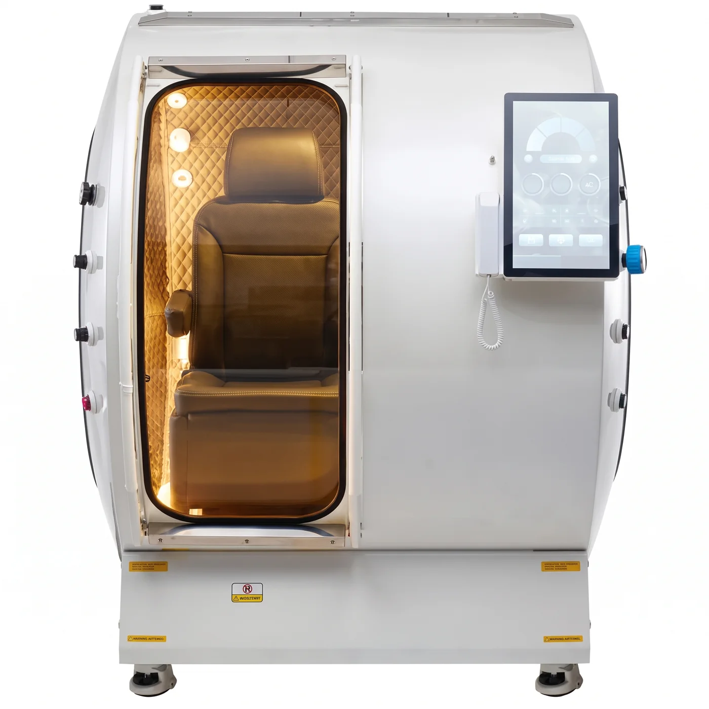 Aurora from the side: the transparent door and the touchscreen beside it