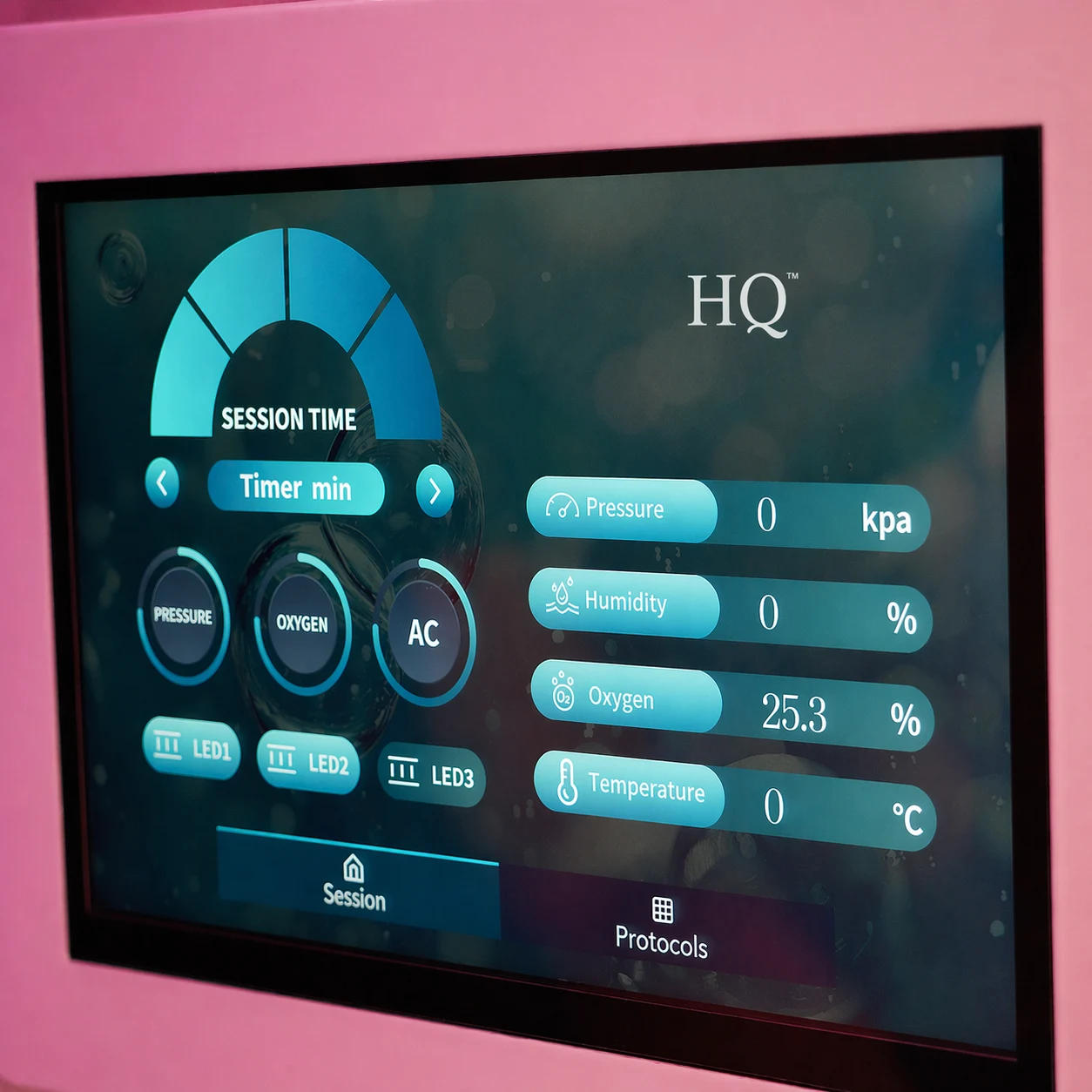 HQO2 Protocol Technology touchscreen